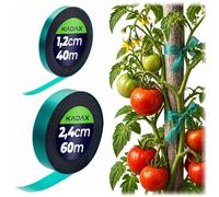 Lot de liens pour plantes KADAX en 2 tailles – 12 mm x 40 m et 24 mm x 60 m – ruban de fixation souple pour maintenir solidement les plantes, ruban pour plantes (vert)