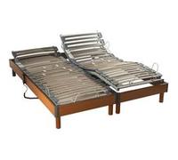 Lot de Lits electriques Tous Lattes Bois Merisier 2x70x190 Bois G