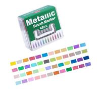 Lot de marqueurs métalliques réfléchissants, 48 couleurs | Marqueurs de coloriage à pointe pinceau dans un étui de rangement transparent pour dessin, décoration et gribouillage