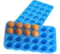 Lot de moules à muffins en silicone - 24 mini - Bleu - Haute qualité