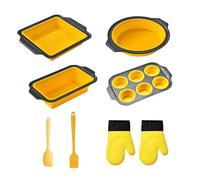 Lot de moules à pâtisserie en silicone - Moules flexibles empilables - Avec manique, grattoir à pâte et pinceau à pâtisserie, antiadhésif, pour muffins, , biscuits, cupcakes, œufs, beignets