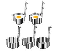 Lot de moules à œufs en acier inoxydable antiadhésifs avec poignées résistantes à la chaleur, idéal pour omelettes, hamburgers, sandwichs, flapjacks, crumpets, 10 x 6,7 x 3,5 cm, argenté