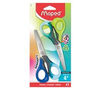 Maped - Ciseaux Ergonomiques Sensoft 13 cm Lames Inox Bleu/Vert 2 Paires