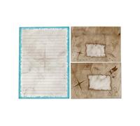 Lot de papier à lettre ligné bleu avec enveloppe pour enfants, école, pirate, thème maritime, aventure (1 bloc A5 de 25 feuilles + 15 enveloppes imprimées assorties)