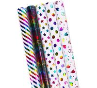 Lot de papier cadeau, 5 rouleaux, 43 cm x 3 m, multicolore pour un anniversaire d'enfant