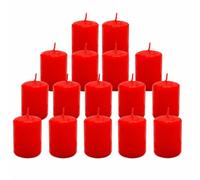 Lot de petites bougies pilier - Mini bougies pilier - Bougie en cire - Diamètre : 4 x 6 cm - Rouge - 16