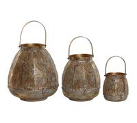 Lot de photophores en métal - Home ESPRIT - Doré - 25x25x28 cm - Décoration intérieure