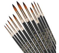 Lot de pinceaux en nylon, poils de nylon, pinceaux acryliques pour peinture à l'huile acrylique et aquarelle (noir)