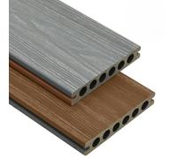 Lot de planches de terrasse WPC de 26 m² avec accessoires, planches coextrusion de 23 mm d'épaisseur, hydrofuge, composite bois-plastique, marron et gris, pour terrasses et balcons