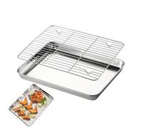Lot de plaques de four anti-adhésives en acier avec grille de | Grilles de cuisson et de refroidissement pour cuisine intérieure et extérieure, table, chariot, cour,