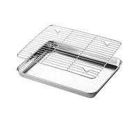 Lot de plaques de four anti-adhésives en acier avec grille de | Plateaux de four pour cuisine grillée extérieure table chariot