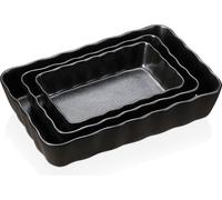 Lot de plats à gratin, vancasso FORTE : lot de 3 plats en faïence, lot de moules à pâtisserie carrés