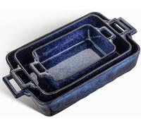 Lot de plats de cuisson en céramique, porcelaine, plat rectangulaire, plat à gratin, plat à lasagnes, cocotte, lot de cuisine, pour la cuisine, gâteaux, dîners, banquets et usage quotidien, 3 pièces,