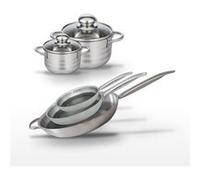 Lot de Poêles 24/28/32 cm et Faitouts 12/16 cm Elo Relief Solution Aluminium|Noir
