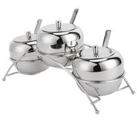 Lot de pots en acier inoxydable pour condiments : sel, poivre et sucre