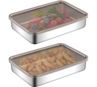 Lot de rangements pour réfrigérateur, en acier inoxydable, 2 pièces, hermétiques, pour charcuterie et fromage