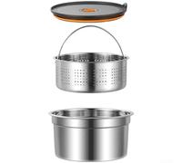 Lot de récipients alimentaires empilables en acier inoxydable 304 avec couvercle hermétique et passoire intérieure pour conserver les légumes frais dans le réfrigérateur Argenté 2200 ml