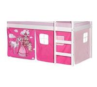 Lot de rideaux cabane pour lit surélevé superposé mi-hauteur mezzanine tissu coton motif princesse rose