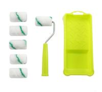 Lot de rouleaux de peinture de 5,1 cm, en polyester rayé vert, avec 6 manchons et plateaux pour décoration murale, cadre en acier ergonomique, outils de pinceau pour la maison et le jardin