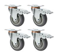 Lot de roulettes pivotantes de 100 x 31 - Roues 100 mm anti-rayures silencieuses en caoutchouc TPR et acier galvanisé | plaque de fixation 4 trous | roues pour meubles, chariots, élétrodoméastiques