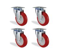 Lot de roulettes pivotantes polyuréthane - Rouge