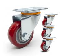 Lot de roulettes - Roues pivotantes silencieuses en polyuréthane anti-trace, haute débit, anti-corrosion, rotation à 360°, idéales pour chariots, étagères, établissements de travail, équipements (75