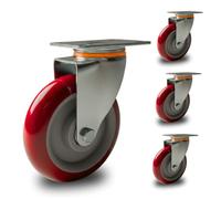 Lot de roulettes - Roues pivotantes silencieuses en polyuréthane anti-trace, haute débit, anti-corrosion, rotation à 360°, idéales pour chariots, étagères, établissements de travail, équipements (125