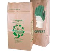 Lot de Sachets Déchets Végétaux 100L | Papier Kraft Ultra-Résistant | Paire de Gants de Jardin Offerts | Idéal pour Jardins Familiaux et Entretien de Maisons Individuelles (25)