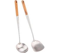 Lot de spatules de cuisine – Spatule pour wok de 43 cm en acier inoxydable – Acier inoxydable 304 – Résistante à la chaleur et durable