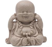 Lot de statues en résine inspirées du zen de Bouddha Maitreya et petit moine pour bureau, étagère, décoration d'espace de méditation (C)