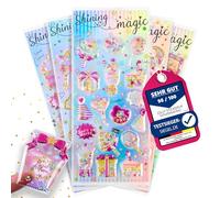 Lot de stickers à secouer remplis de paillettes - Pack de 5 - Jolly Stickers® pour cadeaux d'anniversaire - Autocollants à secouer - Licorne - À collectionner - Pour scrapbook - Carnet de stickers