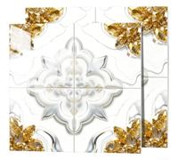 Lot de stickers muraux en mousse PVC de qualité supérieure - Motif floral bleu classique - Pour salle de bain - Facile à appliquer - 15 x 15 cm