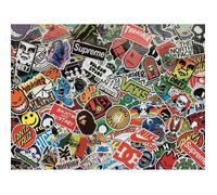 Lot de stickers skateboard, marques, logos, autocollants skate, snowboard, planche à roulette, energy drink, street, sport,