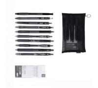 Lot de stylos à encre gel avec pochette en maille 0,5 mm pour notes Noir | Stylos rétractables pour l'écriture quotidienne, les exercices d'apprentissage, les notes, les agendas