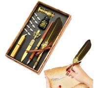 Lot de stylos de calligraphie à plume | Quill Pen antique avec encre, stylo de plongée, à cacheter et outil d'enveloppe, meilleur coffret cadeau pour écrire, dessiner, souligner