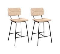 Lot de tabourets de bar et d'ilot TIDRA en métal et assise rotin 65cm