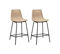 Lot de tabourets d'ilot et bar BALI en métal et assise en rotin 65cm
