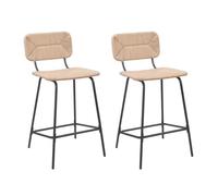 Lot de tabourets d'ilot et bar NEMA en métal et assise rotin 65cm