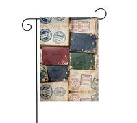 Lot de tampons de passeport - Drapeau de jardin - 30,5 x 45,7 cm - Double face - Décoration de jardin extérieure - Résistant aux intempéries - En toile de jute