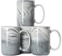 Lot de tasses à café en céramique avec grande anse, adaptées au micro-ondes, 4 pièces, gris