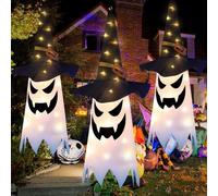 Lot de trois fantômes d'Halloween suspendus avec effets lumineux pour une décoration pleine d'ambiance