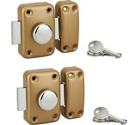 Lot de verrous à bouton 3010 pour porte d'entrée, cylindre Ø23x45mm, bronze, 3 clés/verrous - SP