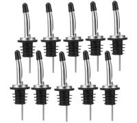 Lot de10 Becs Verseurs Inoxydables - Bec Conique avec Bouchons en Caoutchouc pour une Précision et un Flux Propre - Pour Huile, Vinaigre, Sirop, Alcool - Accessoire Idéal Cuisine, Bar et Restaurant