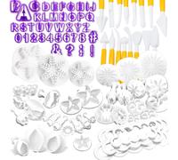 Lot d'emporte-pièces pour pâte à sucre destinés à la décoration de gâteaux, 87 moules, emporte-pièces à lettres, outils de modelage, moules à roses, tampon en pâte à sucre en forme de point d'exclamat