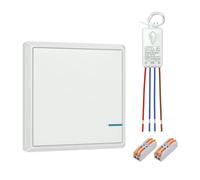 Lot d'interrupteurs lumineux sans fil Thinkbee 230 V avec bouton radio et | Mise à niveau sans câble de commutation ; jusqu'à 500 m de champ libre, interrupteur mural IP66 à coller, 10 A/1000 W