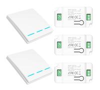 Lot d'interrupteurs sans fil RF 433 MHz 230 V avec portée du récepteur de 100 m, interrupteur de sécurité sans fil et contrôleur de récepteur 10 A-2 blanc et 3 récepteurs