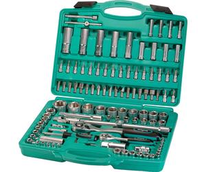 Lot douilles et cliquets 110 pièces | WIESEMANN 80126 | acier au chrome-vanadium | cliquets 1/2" et 1/4" | douilles 6 pans | vis Phillips et Pozidriv | dans un coffret