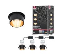 Lot EBL Paulmann Gil Coin 3 Step Dim 3x6 W 2 700 K noir mat/doré | Kit de 3 spots encastrés, dimmables à l'aide d'un interrupteur, IP44, lumière blanche chaude, LED Coins remplaçables