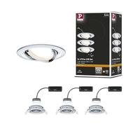Lot EBL Paulmann Nova Plus Coin, gradable, rond, 3 x 6 W, 2700 K, chrome | Kit de 3 luminaires, dimmables, orientables, IP23, pour raccordement direct à 230 V, lumière blanche chaude