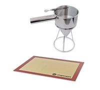 Lot Entonnoir à piston pro en inox et tapis de cuisson Mathon